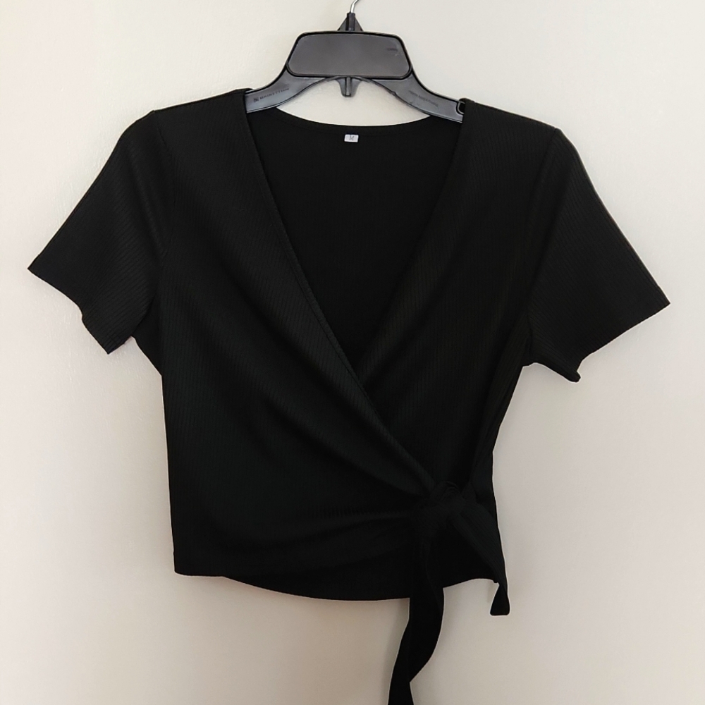 Black Wrap Crop Top
